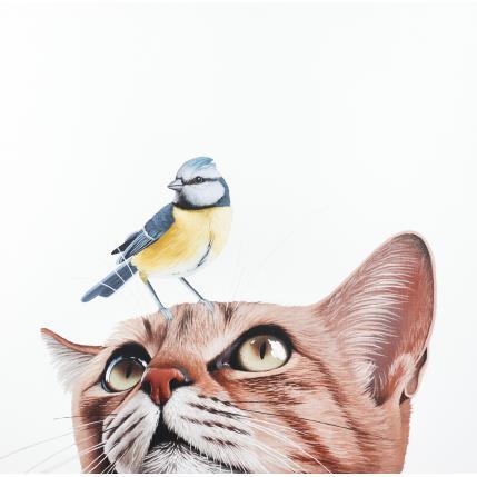Peinture BIRD AND CAT 8 par Milie Lairie | Tableau Réalisme Huile Animaux, Nature