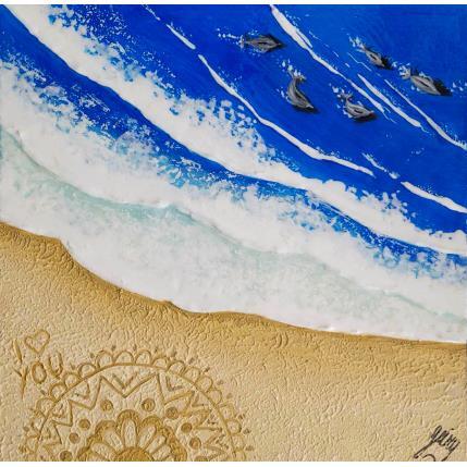 Peinture LES BAHAMAS par Geiry | Tableau Matiérisme Acrylique, Bois, Pigments, Poudre de marbre, Résine Animaux, Nature, Paysages