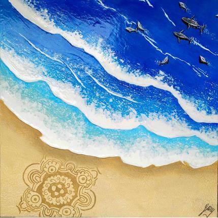 Peinture HAWAII par Geiry | Tableau Matiérisme Acrylique, Bois, Pigments, Poudre de marbre, Résine Animaux, Nature, Paysages