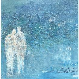 Painting A la lisière du ciel by Escolier Odile | Painting Figurative Acrylic Landscapes, Life style, Minimalist