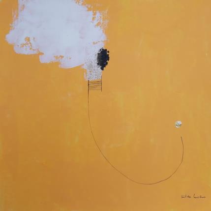 Painting abstract yellow C 76 by Wilms Hilde | Painting Abstract Acrylic, Gluing, Gold leaf
