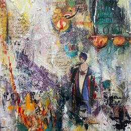 Peinture Seduction par Bergeron Marie-Josée | Tableau Surréalisme Acrylique, Collage, Huile