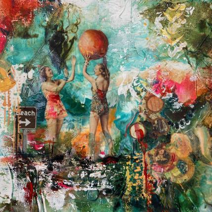 Painting Going to the beach by Bergeron Marie-Josée | Painting Surrealism Acrylic, Gluing, Oil Pop icons