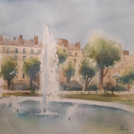 Peinture Fountain in Grenoble par Lida Khomykova | Tableau Figuratif Aquarelle