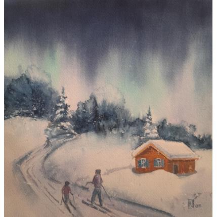 Peinture Magic evening in the mountains par Lida Khomykova | Tableau Figuratif Aquarelle