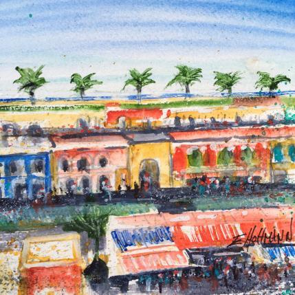 Peinture Allées du Marché aux fleurs à Nice par Hoffmann Elisabeth | Tableau Figuratif Aquarelle Urbain