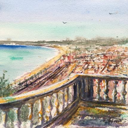 Peinture Nice La vue d’en haut par Hoffmann Elisabeth | Tableau Figuratif Aquarelle Urbain