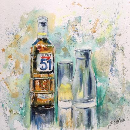 Painting Un pastis? by Hoffmann Elisabeth | Painting Figurative Watercolor Life style, Pop icons, Still-life