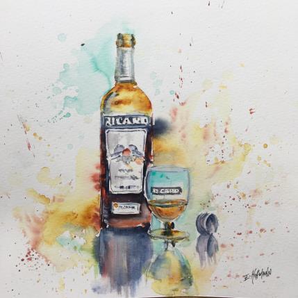 Peinture Ton Ricard est servi ! par Hoffmann Elisabeth | Tableau Figuratif Aquarelle Natures mortes, Scènes de vie