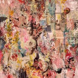 Peinture The perfect garden par Bergeron Marie-Josée | Tableau Surréalisme Acrylique, Collage, Huile Scènes de vie, Urbain