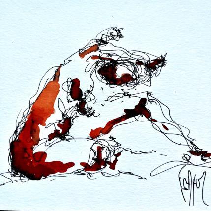 Peinture Anne par Sahuc François | Tableau Figuratif Acrylique, Encre Minimaliste, Nu