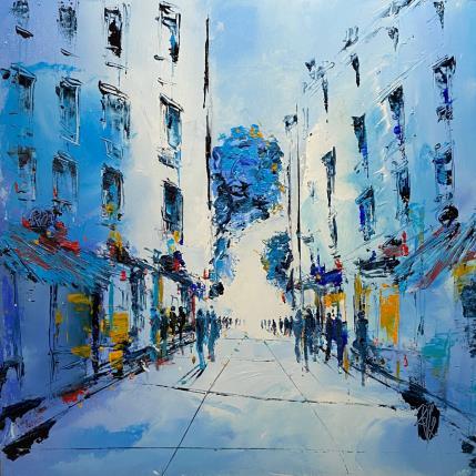 Peinture Bleu de ville par Raffin Christian | Tableau Figuratif Huile Urbain