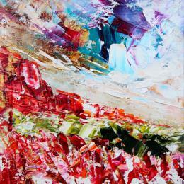 Peinture Arizona landscape in the wind #4 par Reymond Pierre | Tableau Figuratif Huile Nature, Paysages