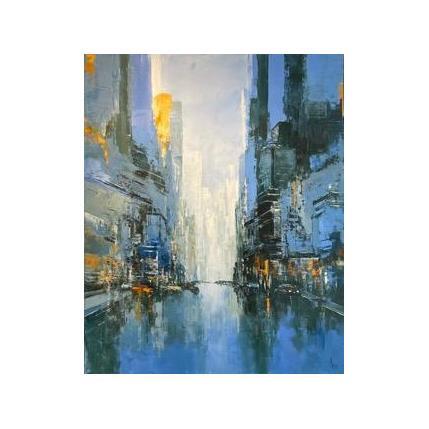 Peinture Manhattan Blue par Dessein Pierre | Tableau Figuratif Huile