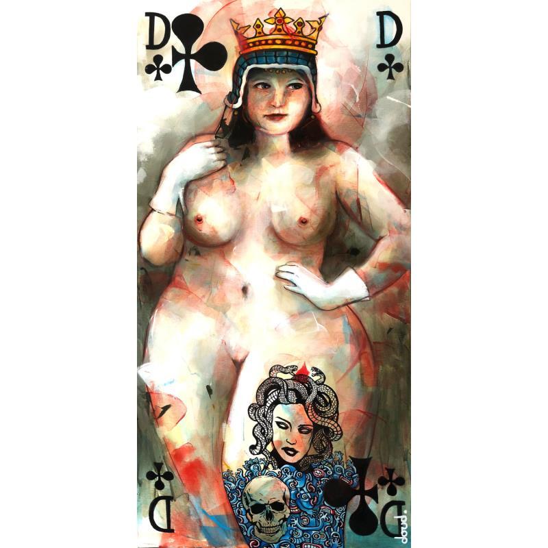 Peinture Dame trèfle médusée par Doudoudidon | Tableau Art Singulier Acrylique Nu, Portraits, Scènes de vie