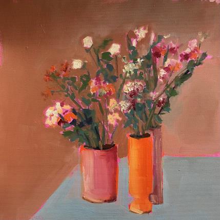 Peinture trio de bouquet par Morales Géraldine | Tableau Figuratif Huile Natures mortes