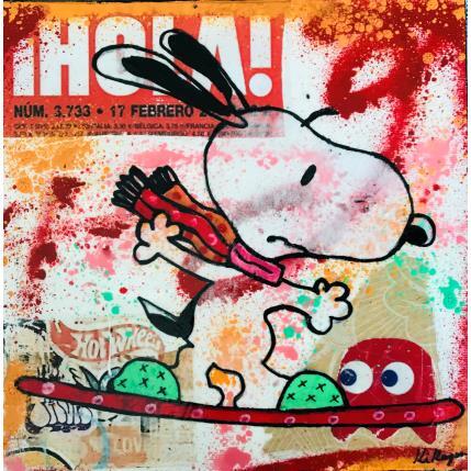 Peinture Snoopy Snow board par Kikayou | Tableau Pop-art Acrylique, Collage, Graffiti Icones Pop