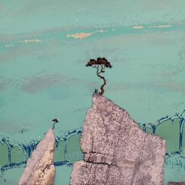 Painting les nappes s'évaporent by Lemonnier  | Painting Subject matter Acrylic, Upcycling, Zinc Landscapes, Minimalist