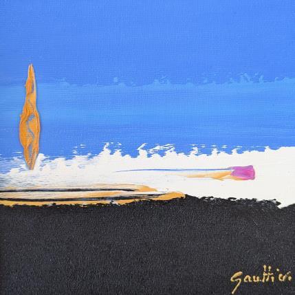 Peinture Bleu azur par Gaultier Dominique | Tableau Abstrait Huile Minimaliste