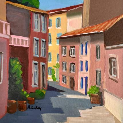 Peinture La ruelle rose par Alice Roy | Tableau Figuratif Acrylique Architecture