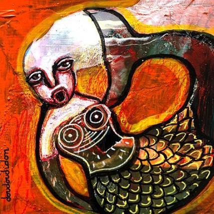 Peinture Sir-reine par Doudoudidon | Tableau Art Singulier Acrylique Marine, Nu, Scènes de vie