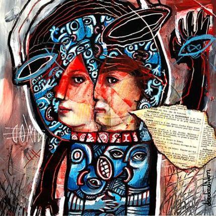 Peinture Je t'avais bien dit que c'est bizarre par Doudoudidon | Tableau Art Singulier Acrylique, Collage Nu, Scènes de vie