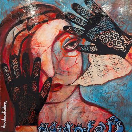 Peinture Chant et dantelles par Doudoudidon | Tableau Art Singulier Acrylique, Collage Nu, Scènes de vie