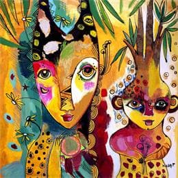 Pintura La femme girafe por Ketfa Laure | Pintura Raw art Acrylic Life style