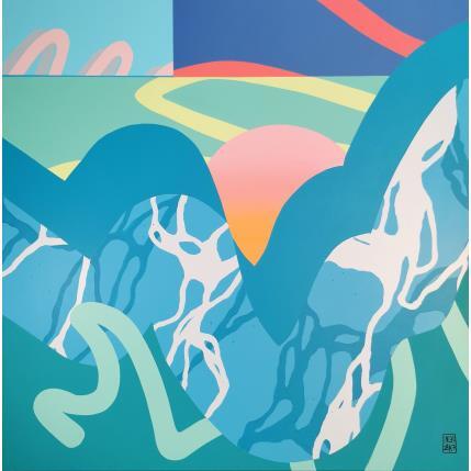 Peinture Aqua Marina  par Neibaf | Tableau Abstrait Acrylique Nature, Paysages