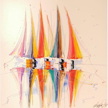 Peinture Arc en ciel et mer par Fonteyne David | Tableau Figuratif Acrylique Marine