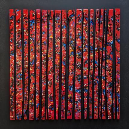 Peinture Bc19 impression rouge multi par Langeron Luc | Tableau Matiérisme Acrylique, Bois, Résine