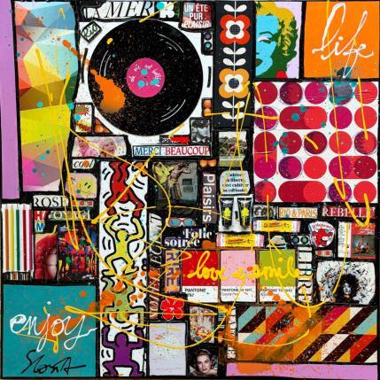 Painting Enjoy Life ! by Costa Sophie | Painting Pop-art Acrylic, Gluing, Upcycling