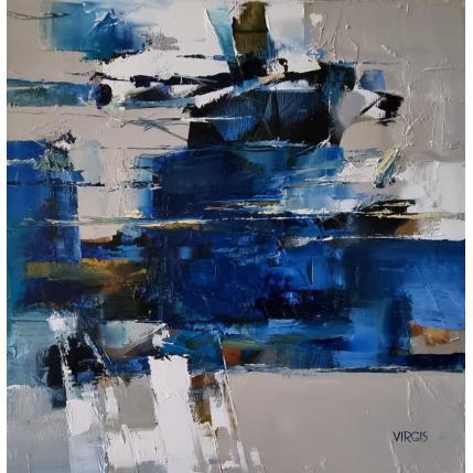 Painting Blue flow by Virgis | Painting Abstract Oil Minimalist