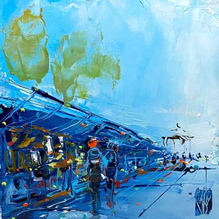 Peinture Bouquinistes par Raffin Christian | Tableau Figuratif Huile Urbain