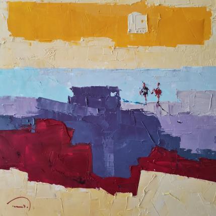 Peinture Une journée ensoleillée par Tomàs | Tableau Abstrait Huile Minimaliste, Paysages, Scènes de vie