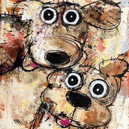 Peinture Les 2 chiens par Maury Hervé | Tableau Art Singulier Animaux