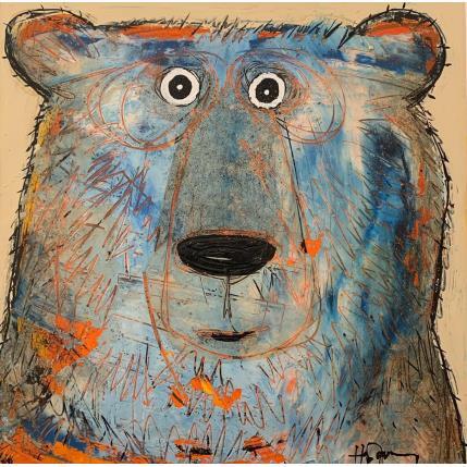 Peinture Ours bleu par Maury Hervé | Tableau Art Singulier Animaux