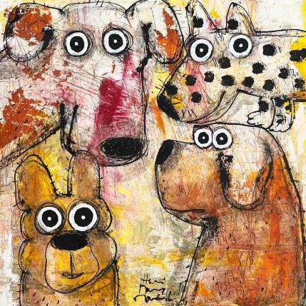 Peinture Les 4 par Maury Hervé | Tableau Art Singulier Animaux