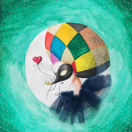 Peinture Le arlecchinate del cuore par Nai | Tableau Surréalisme Acrylique, Collage Cinéma, Icones Pop, Société