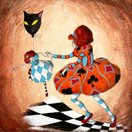 Peinture Alice e l'altra da sé par Nai | Tableau Surréalisme Acrylique, Collage Icones Pop, Scènes de vie, Société