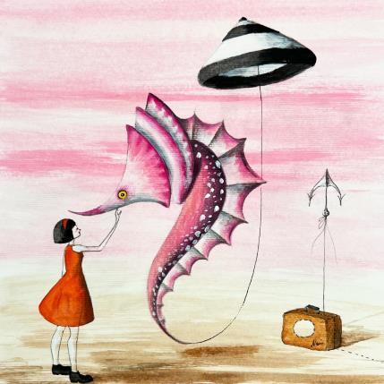 Peinture La mia vita è una valigia con l'ancora all'insù par Nai | Tableau Surréalisme Acrylique, Collage Animaux, Marine, Scènes de vie