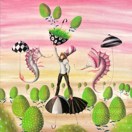 Peinture I pesci delle terme dei sogni par Nai | Tableau Surréalisme Acrylique, Collage Animaux, Marine, Nature