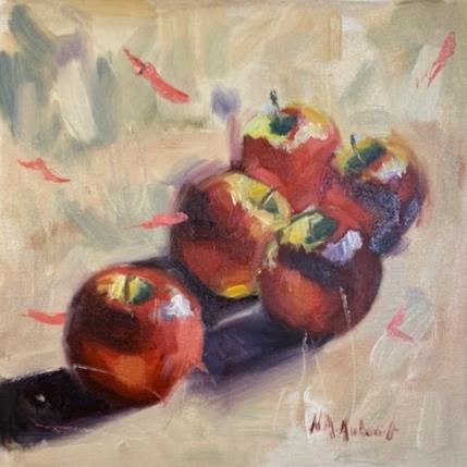 Peinture Pommes d’amour par Aubert Nawel | Tableau Figuratif Huile Natures mortes