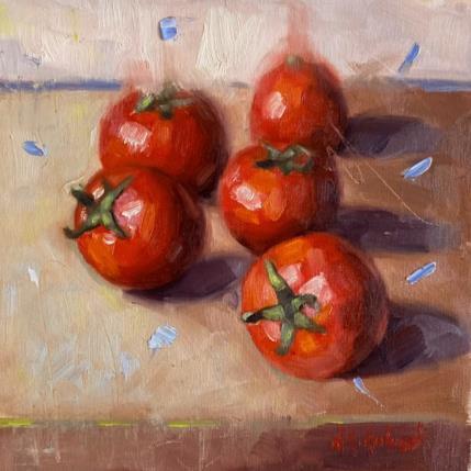 Peinture Les tomates écarlates  par Aubert Nawel | Tableau Figuratif Huile Natures mortes