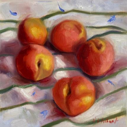 Peinture Pêches de velours par Aubert Nawel | Tableau Figuratif Huile Natures mortes