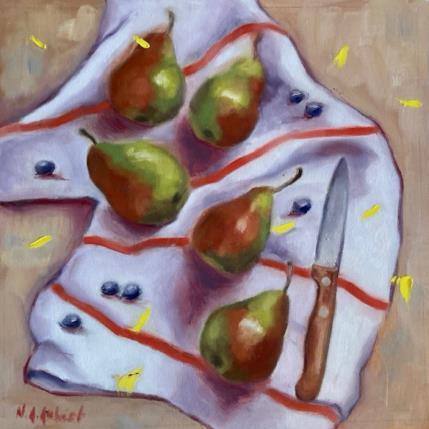 Peinture Les belles sur une serviette par Aubert Nawel | Tableau Figuratif Huile Natures mortes