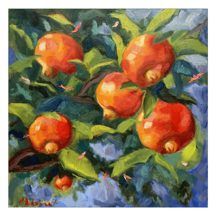 Peinture Grenadier par Aubert Nawel | Tableau Figuratif Huile Natures mortes