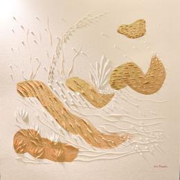 Peinture LANDSCAPE SEASIDE par Caitrin Alexandre | Tableau Matiérisme Encre Minimaliste, Nature, Paysages