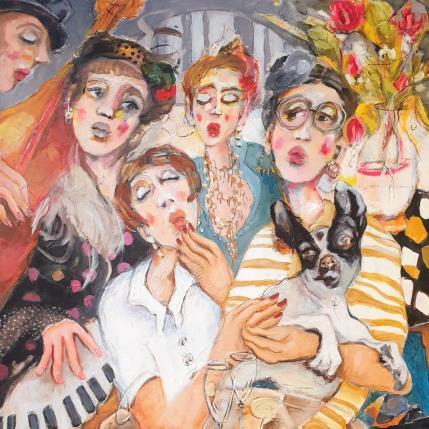 Peinture Fleurs, froufrous et mélodie pour élégantes  par Garilli Nicole | Tableau Figuratif Acrylique, Fusain Scènes de vie