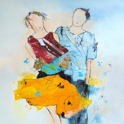Peinture ADELICE ET SON HOMME par Han | Tableau Figuratif Acrylique, Encre, Papier Portraits